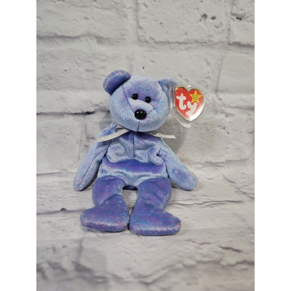 Ty Beanie Baby Clubby II 1999 Platinum Bear Plush Stuffed Animal Toy